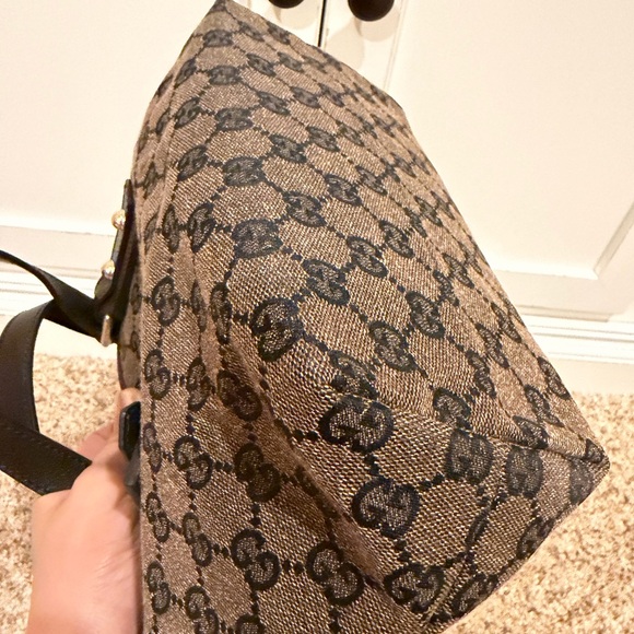 Gucci Brown GG Supreme Canvas Tote with Dark Brown Leather Trim - Picture 6 of 16